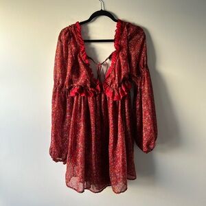Free People Red Floral Dress